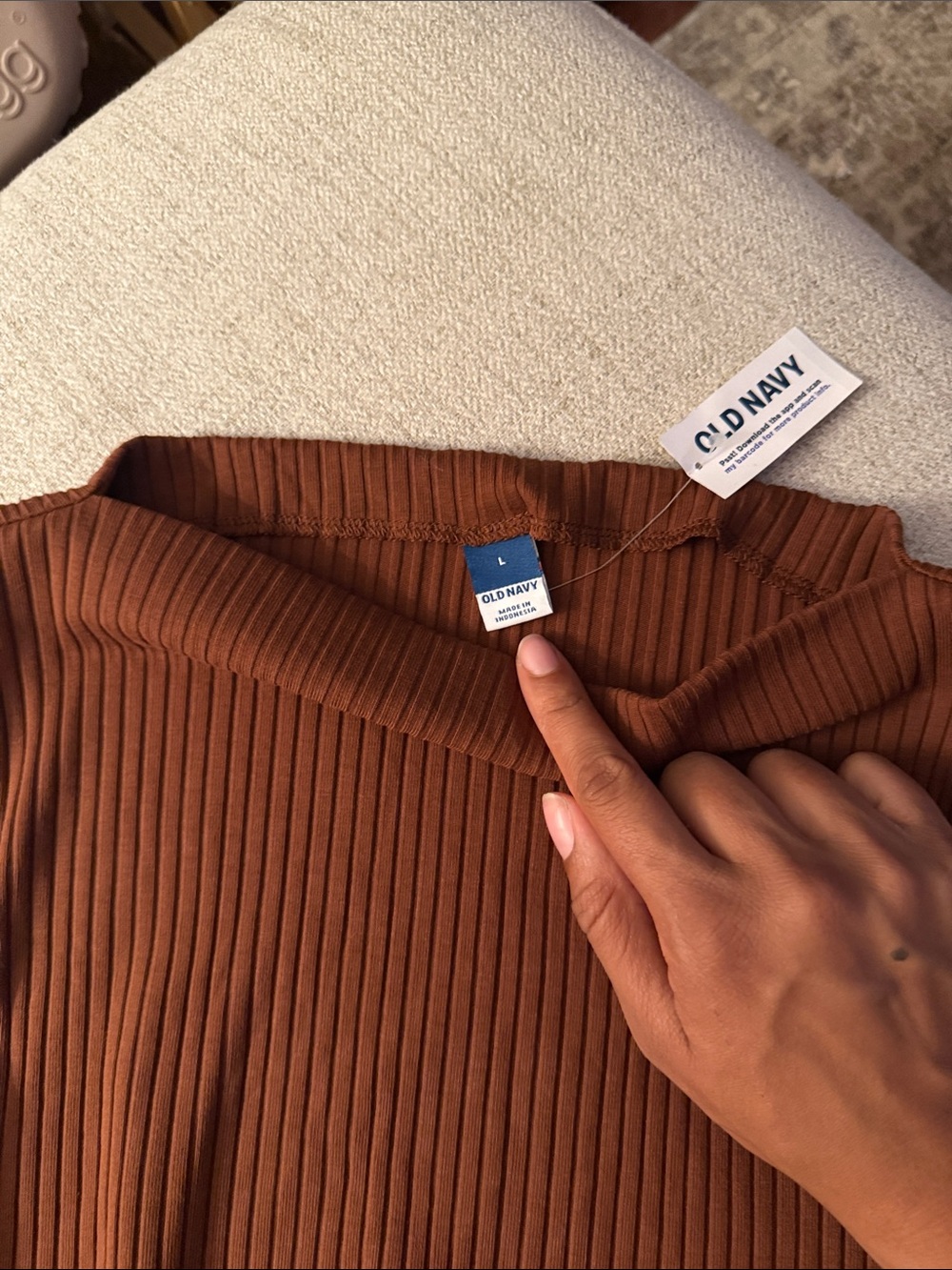 Old Navy Ribbed Slit Neck Tank Top — Rust Brown - Picture 4 of 5